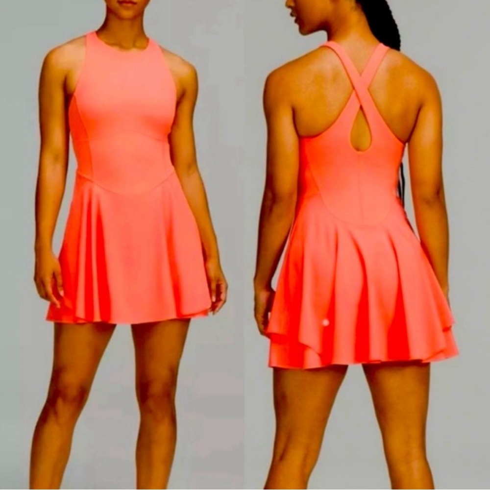 Lululemon Tennis Court Crush Dress. Coral color. Size 6